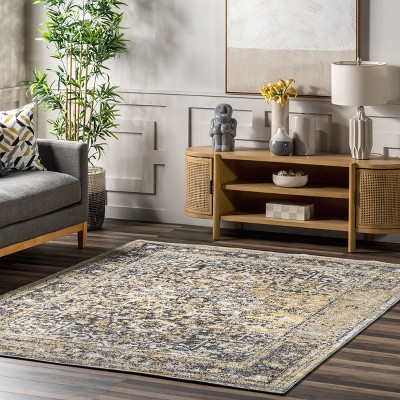 Vintage Medallion Gold 38" Rectangular Synthetic Area Rug
