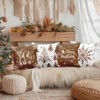 Christmas Throw Pillow Covers 18x18 Set of 4, Merry Christmas Winter Xmas Snowflake - Brown - 2 of 3