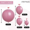 PartyWoo Balloons Mauve Dusty Dark Boho Pink 18 12 10 5 Inch 100 pcs - 4 of 4