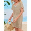 Girls Crochet Beach Cover Up Lightweight U Neck Kids Swimwear Above Knee Beach Cover Up for Girls Beachwear Tops - 4 of 4