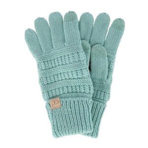 C.C Kids' One Size Fits Most Solid Cable Knit Touchscreen Gloves - 1 of 3