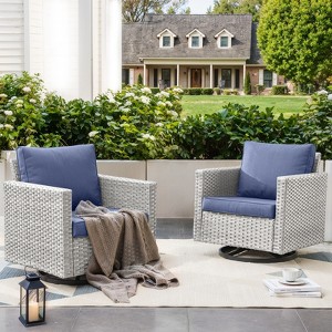 Outdoor Patio Swivel Chair Glider Chair with Removable Cushions for Porch - 1 of 4