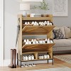 Jojoka Wooden Shoe Storage Cabinet with 2 Flip Drawers and Adjustable Feet for Entryway Organizer - 3 of 4