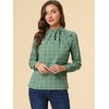 INSPIRE CHIC Women's Bow Tie Neck Keyhole Back Grid Checks Office Work Blouses - 2 of 4