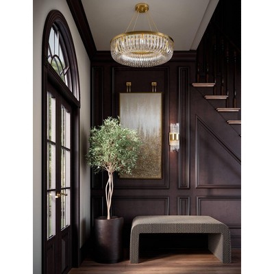 Elegant 27" Brass & Gold Wall Sconce with Clear Glass Rods