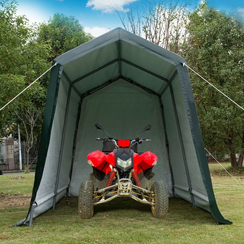 Costway 7'x12' Patio Tent Carport Storage Shelter Shed Car Canopy Heavy Duty Green, 4 of 11