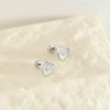 Girls' Simulated Mother of Pearl CZ Heart Screw Back Sterling Silver Earrings - In Season Jewelry - 4 of 4