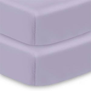 BreathableBaby Cotton Percale Fitted Sheet, For 52" x 28" Crib & Toddler Bed Mattress (2-Pack) Solid - 1 of 4
