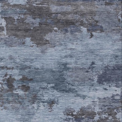 HomeRoots 5' X 8' Blue And Charcoal Abstract Washable Indoor Outdoor Area Rug