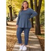 Women's Plus Size Pleated Crew Neck Long Sleeve Soft Casual Tunic T-Shirt - Agnes Orinda - 3 of 4