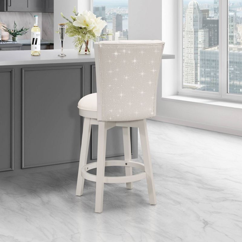 Gianna Wood Swivel Counter Height Barstool with Upholstered Back White - Hillsdale Furniture, 3 of 14