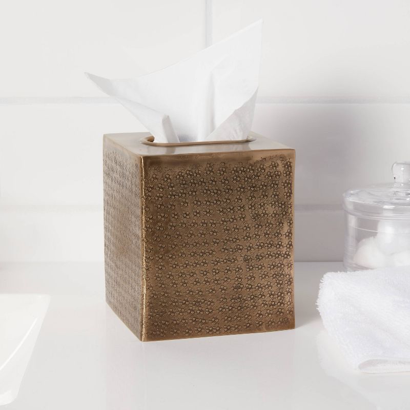 Hammered Metal Tissue Cover Brass - Threshold&#8482;, 3 of 9