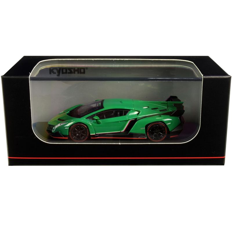 Lamborghini Veneno Green with Red Line 1/64 Diecast Model Car by Kyosho, 3 of 4