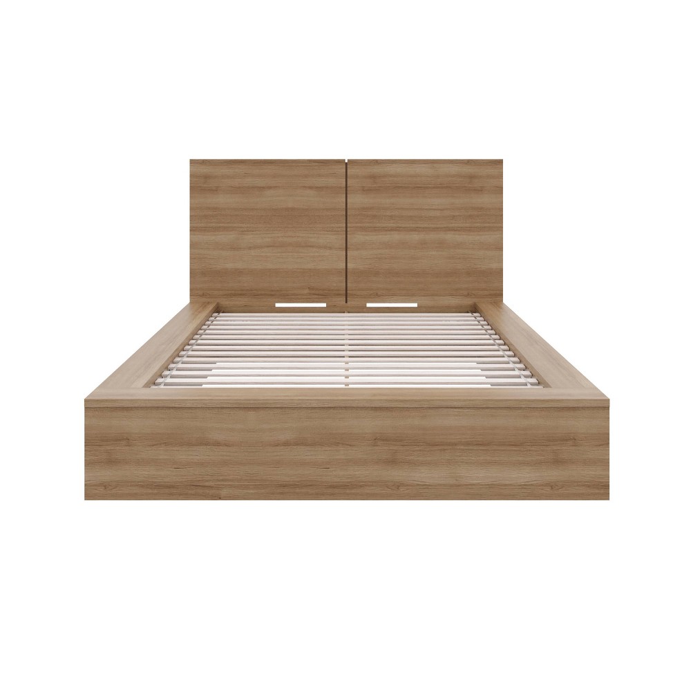 Photos - Bed Nexera Full James Platfrom  with Headboard Brown Oak: Modern Style, Particle Board Frame, No Box Spring Needed