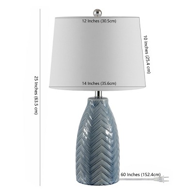 Chevron Striped Grey Ceramic 16" Table Lamp