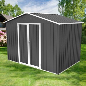 6x8ft Metal Garden Shed with Window & Hinged Door, Outdoor Storage Shed with Lock,  Weatherproof - Coolbibila - 1 of 4