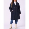 Agnes Orinda Women's Plus Size Fashion Notched Lapel Double Breasted Pea Coats - 2 of 4