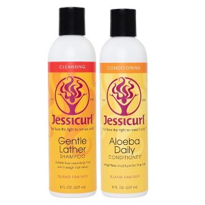 Jessicurl Gentle Lather Shampoo (8 oz) & Aloeba Daily Conditioner (8 oz) - Island Fantasy -|Hair Detangler for Fine Hair - (DUO SET) - 1 of 2