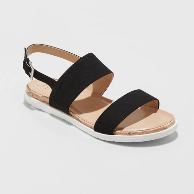 target black strap sandals