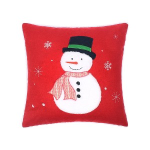 White Pine Applique Snowman Pillow 18x18 - 1 of 3