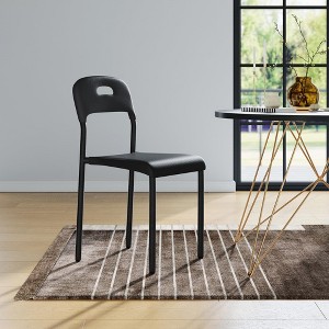 Dining Chairs, Stackable Modern Kitchen Chairs, Plastic Dining Room Chair with Metal Legs, Easy Assembly, Waterproof & Stain-Resistant - 1 of 4