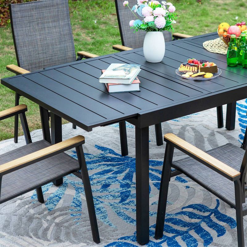 7pc Patio Set with Expandable Table &#38; Lightweight Aluminum Frame Stackable Sling Chairs - Captiva Designs, 5 of 12