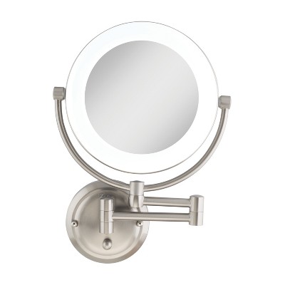 Zadro Fluorescent Lighted Wall-Mount Mirror, Infinity Dimmer, Hardwire, 10X / 1X Power - Satin Nickel