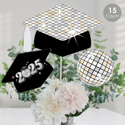 Big Dot of Happiness Disco Grad - 2025 Groovy Graduation Party Centerpiece Sticks - Table Toppers - Set of 15