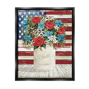 Stupell Industries Americana Flag Festive Bouquet Framed Canvas
