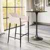 Beige Polyester Upholstered Barstool, 40" H, Ergonomic Footrest, Durable Steel Base by Zuo Modern - 2 of 4