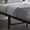 Queen-size bed frame with wooden headboard and footboard – rustic-style platform bed featuring metal slats, simple assembly for bedroom use - 3 of 4