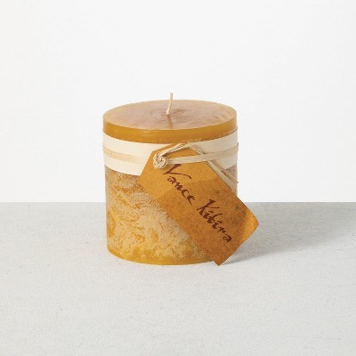 Vance Kitira 4.25" Brown Sugar Timber Pillar Candle ,Scentless, Clean-Burning, Environmental Friendly