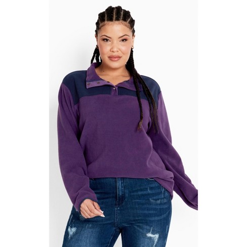 AVENUE | Women's Plus Size P/Over Polar Fleece Clr Blk - plum/navy - 14W