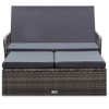 vidaXL 2 Piece Patio Lounge Set with Cushions Poly Rattan Gray - 2 of 4