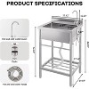 Stainless Steel Utility Sink, Free Standing Single Bowl Kitchen Sink with Faucet, Hot and Cold Water Pipe, Freestanding Commercial Sink - 2 of 4