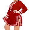 HAPPY BAY Women's Summer Holiday Mini Beachwear Bathing Suit Short Beach Dress Bikini Swimsuit Cover ups for Women Medium-Large Red Solid - 3 of 4