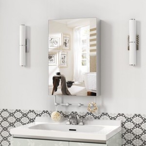 PAGED 24" x 30" Bathroom Mirror Cabinet with Adjustable Storage Shelves, Vanity Mirror with Aluminum Alloy Mirror Frame for over Sink - 1 of 4