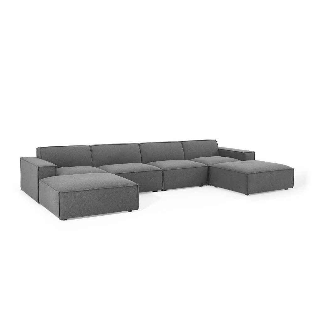 Photos - Sofa Modway 6pc Restore U-Shaped Sectional  Charcoal  