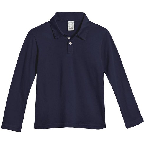 City Threads Usa-made 100% Cotton Soft Knit Jersey 2-button Long Sleeve  Boys Polo Shirt