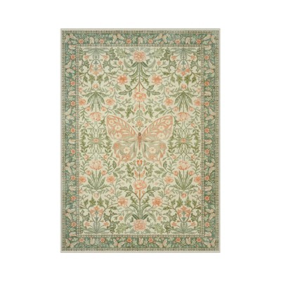 Lahome GST Morris Butterfly Full Coverage Short Pile Velvet Rectangular Indoor Area Rug