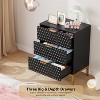 Modern 3-Drawer Nightstand Dresser – White Bedside Table with Honeycomb Panels & Gold Metal Frame - 4 of 4