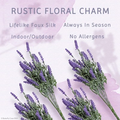 Lifelike Purple Faux Lavender Silk Flower Bundle for Indoor and Outdoor Decor
