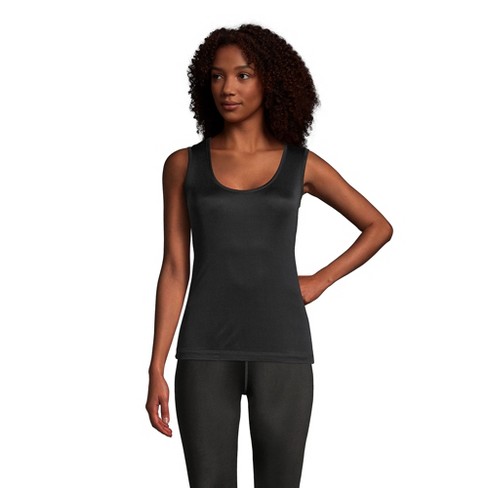 Lands' End Women's Silk Interlock Thermal Long Underwear Base Layer Tank Top  - Small - Black : Target