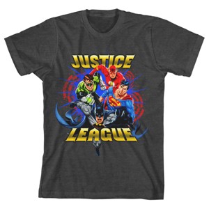 JLA Justice League Heroes Youth Boys Charcoal Gray T-Shirt - 1 of 3