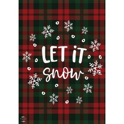 Let It Snow Plaid Winter Burlap Garden Flag Snowflakes 12.5"x18" Briarwood Lane