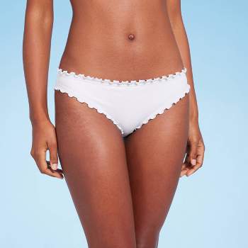 DKNY Women's White Logo Printed High-Rise Cheeky Bikini Bottom –  COUTUREPOINT