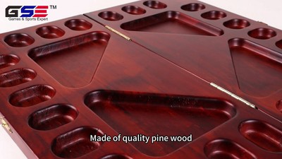 Mahogany Folding 4-Player Mancala Board Game with Multicolor Stones