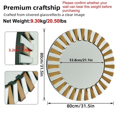 ARTLOGE 60cm/80cm Break Depression Round Beveled Mirror Wall-Mounted Bathroom Vanity Mirror