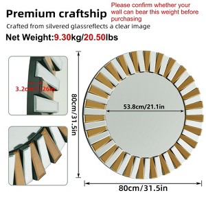 ARTLOGE 60cm/80cm Break Depression Round Beveled Mirror Wall-Mounted Bathroom Vanity Mirror - 1 of 4