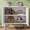 AMERLIFE 31.5" Wide Bohemian Rattan 2-Door Accent Cabinet with Gold Rubberwood Legs - 3 of 4